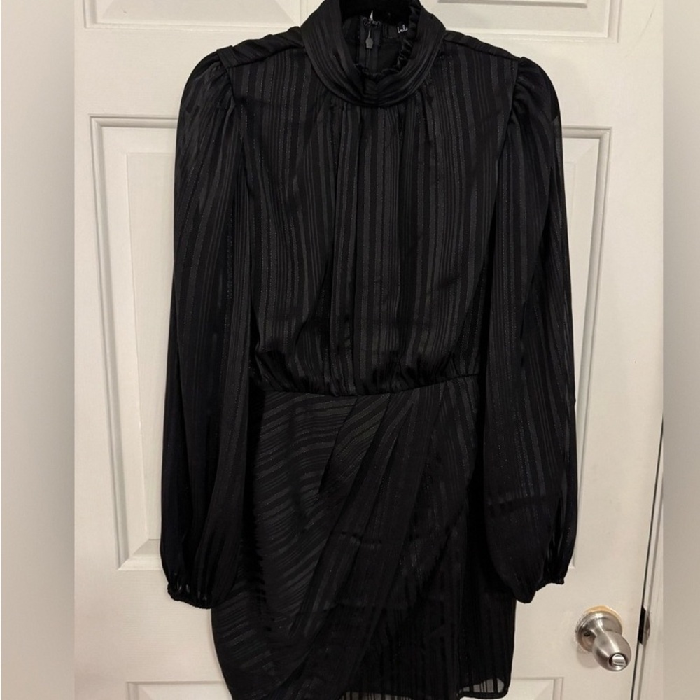 Lulu's Elegant Black Long Sleeve Dress